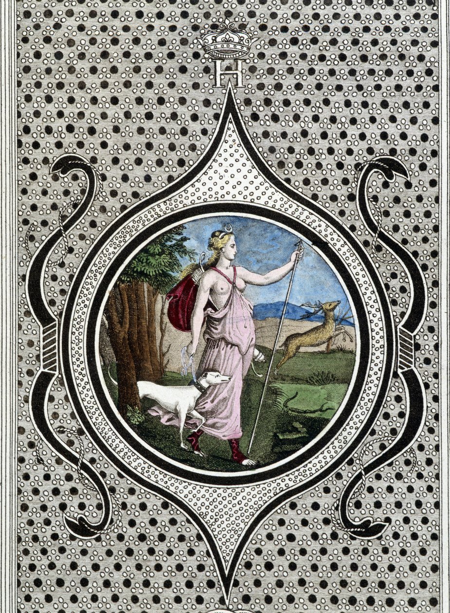Diane (Artemis) lovkyně. 19. století rytina od Unknown artist