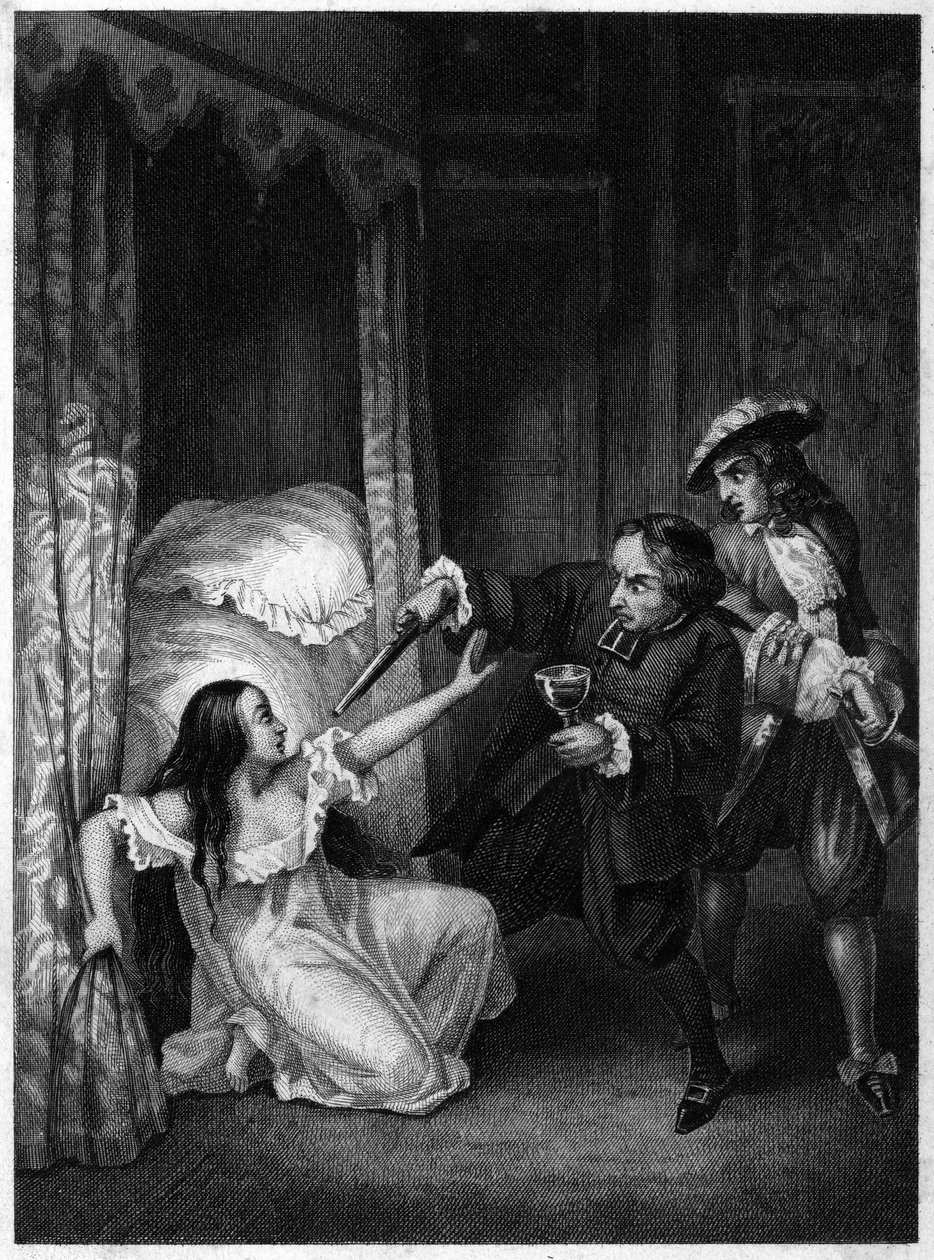 Diane de Joannis de Châteaublanc de Roussan, markýza z GANŽE (1635-1667), zavražděná svými dvěma bratry v kroku, opatem a rytířem Gangy. Rytina z roku 1847. od Unknown artist