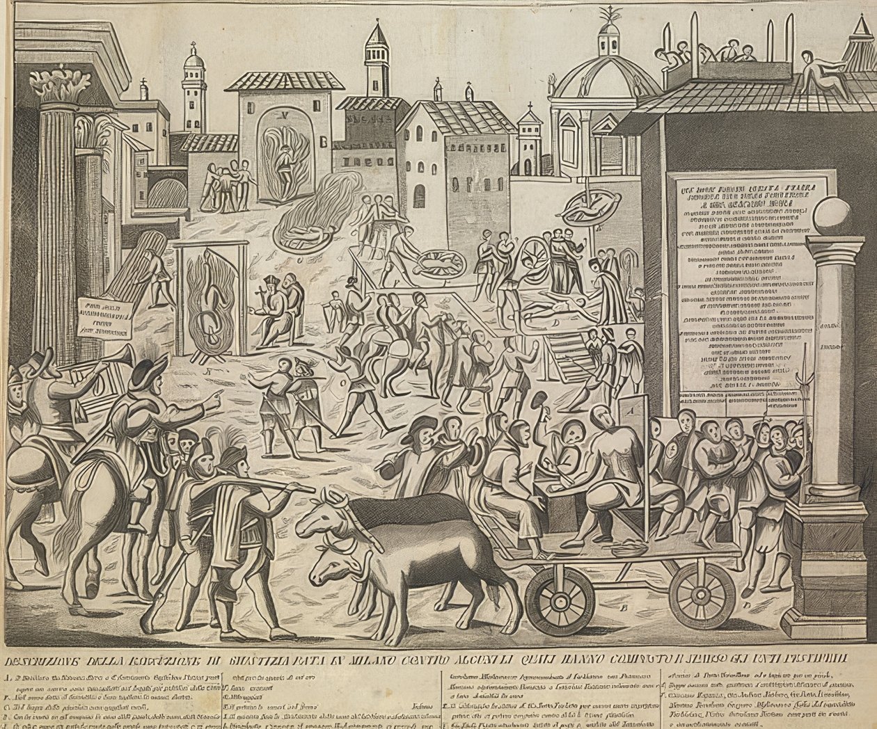 Velký milánský mor 1630. Kolem 1835 od Unknown