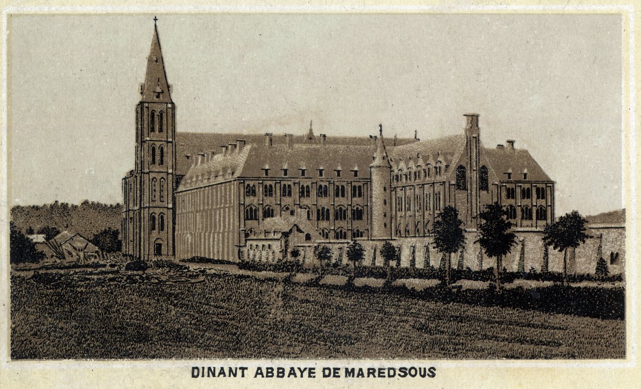 Dinant, opatství Maredsous, Valonsko, Belgie. Chromolitografie konce 19. století. od Unknown artist