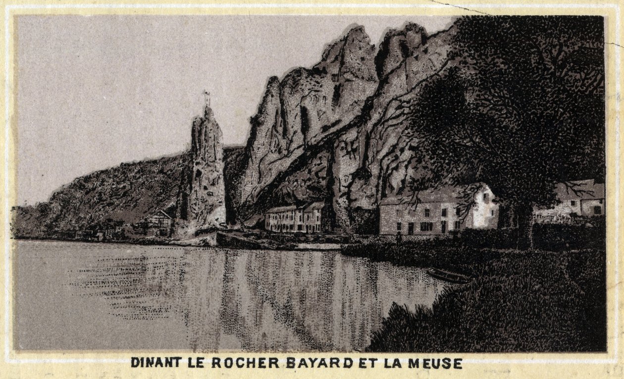 Dinant, le Rocher Bayard et la Meuse, Valonsko, Belgie. Chromolitografie konce 19. století. od Unknown artist