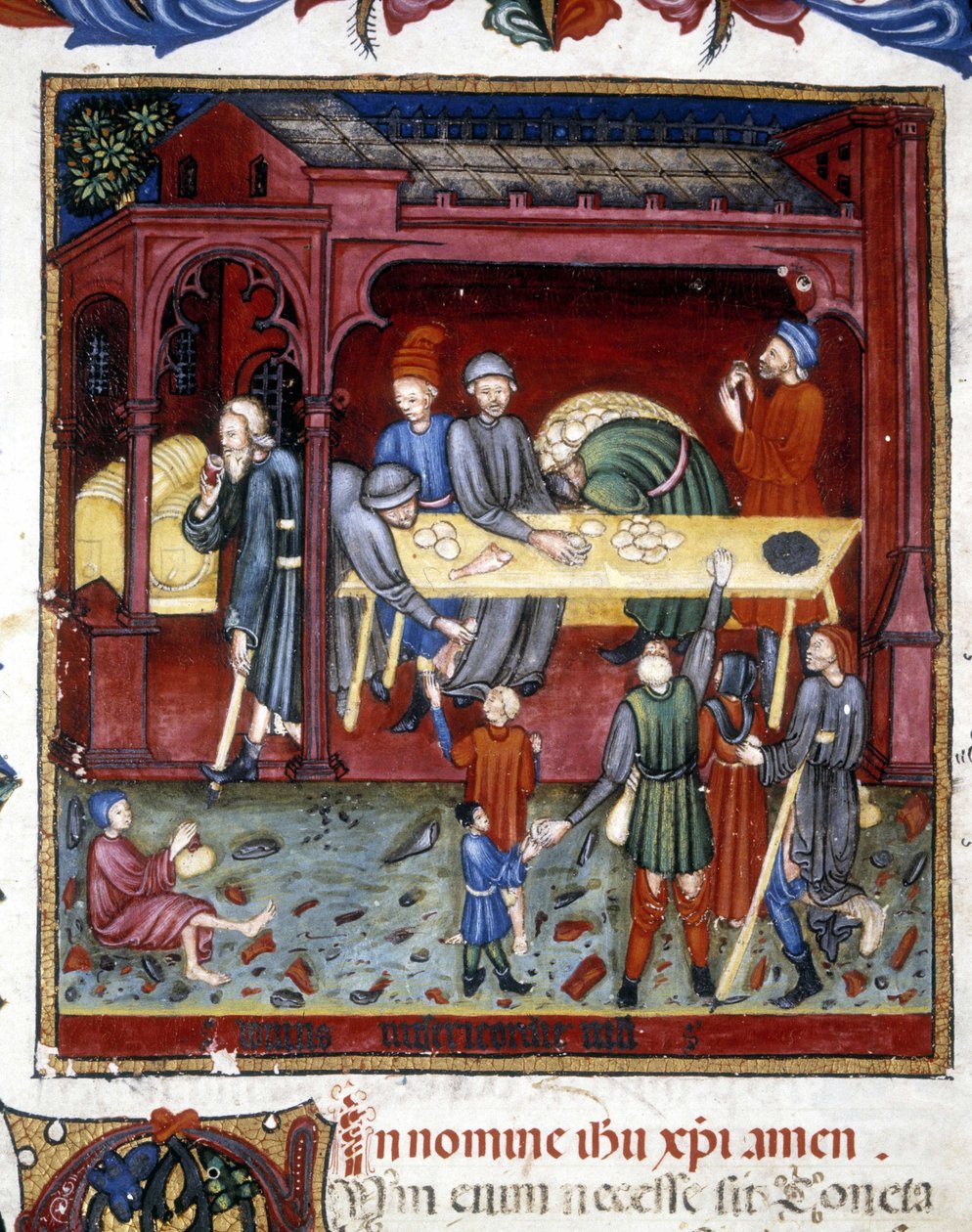Distribuce chleba a obuvi starým a chudým. 1422. od Unknown artist