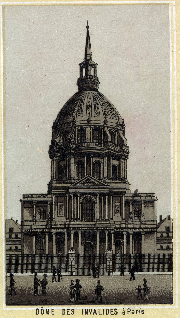 Dome des Invalides v Paříži. Chromolitografie konce 19. století. od Unknown artist