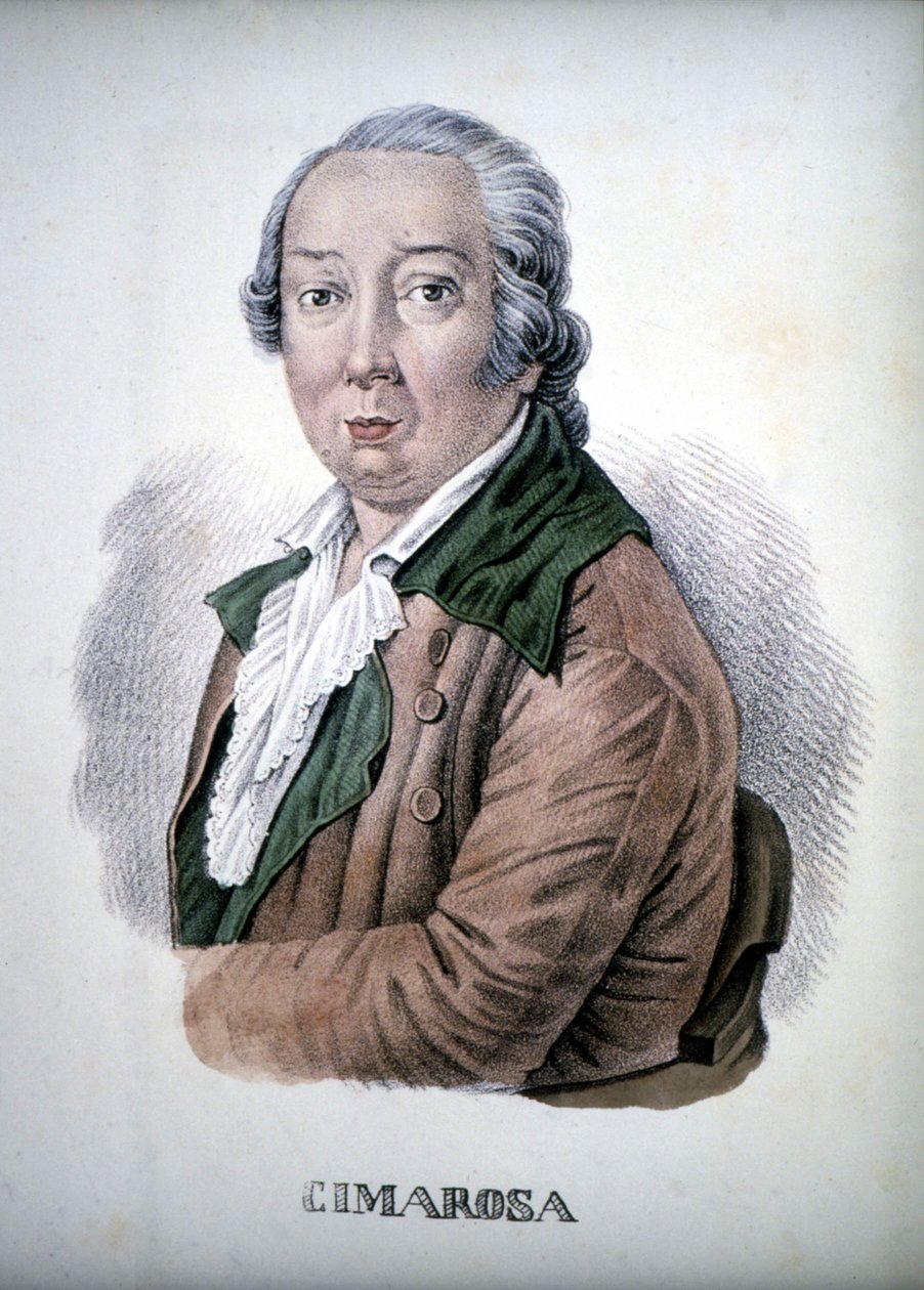 Domenico Cimarosa (1749 - 1801), Barevná rytina 19. století. od Unknown artist