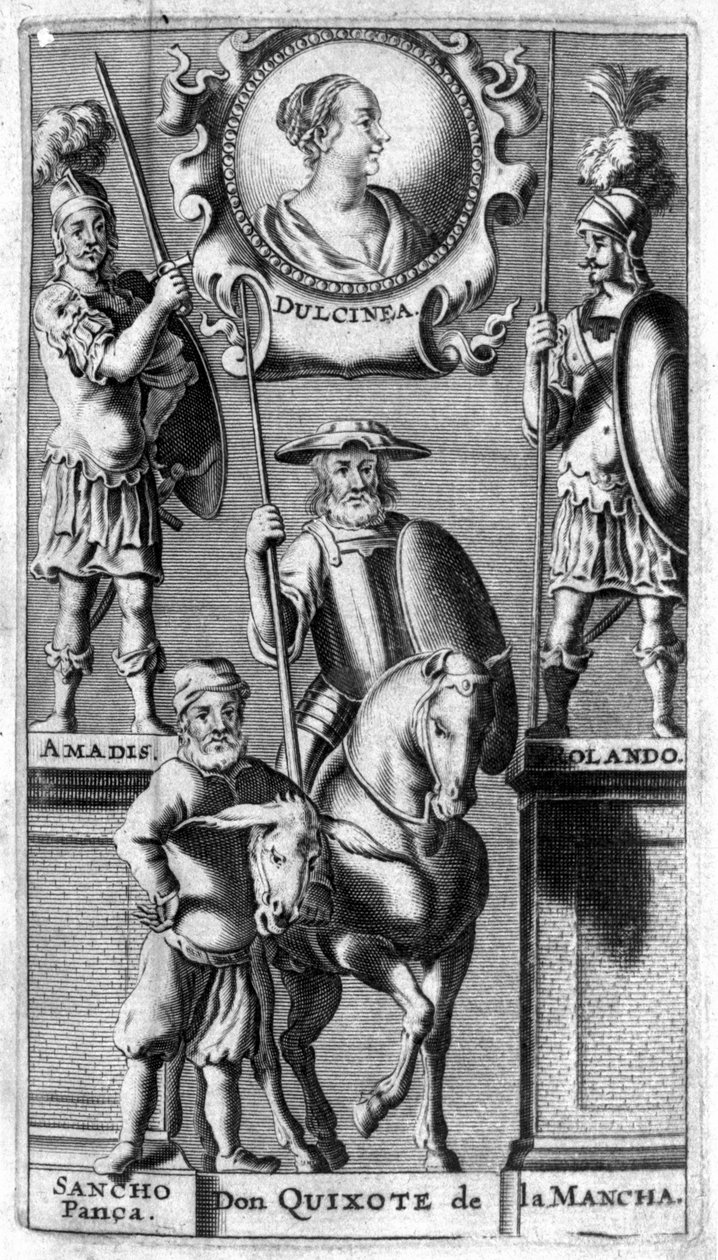 Don Quijote od Cervantese. Frontispis edice Amberes od Unknown artist