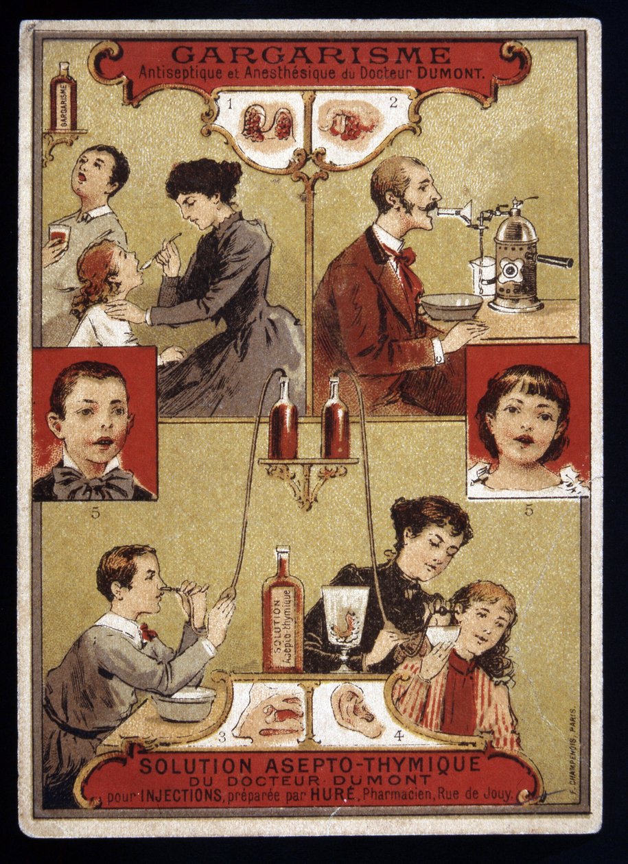 Antiseptické a anestetické kloktadlo Dr. Dumonta - Reklama, konec 19. století od Unknown artist