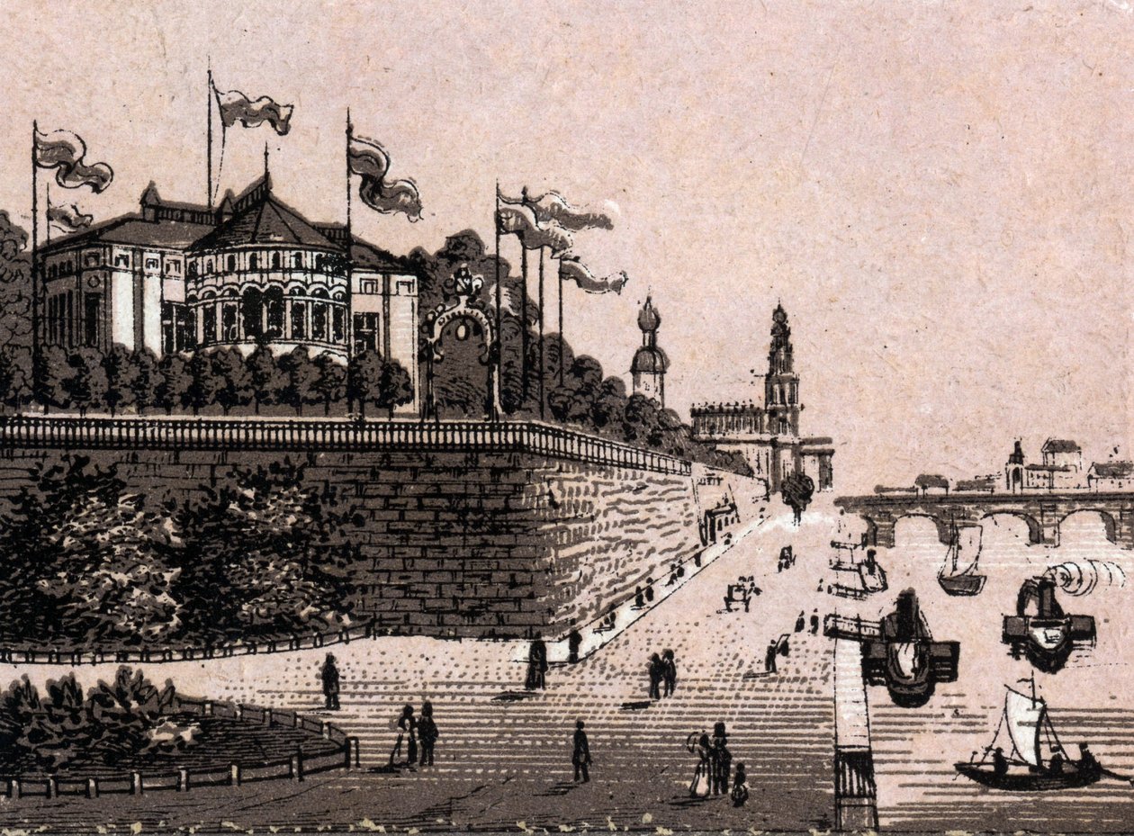 Dresden (Dresden), Německo: pohled na Belvedere. v „“ Svět ilustruje 168 pohledů““ Nedatováno (konec 19. století) od Unknown artist