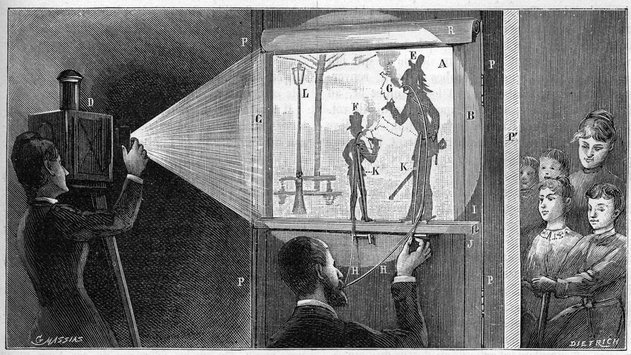 Du feu please - zákulisí divadla Shadbres - rytina „“ La nature““ z roku 1892. od Unknown artist