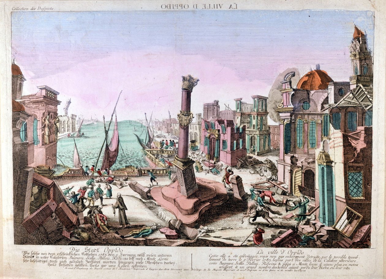 Zemětřesení Oppido Mamertina v Kalábrii (jižní Itálie) dne 15. února 1783. od Unknown artist