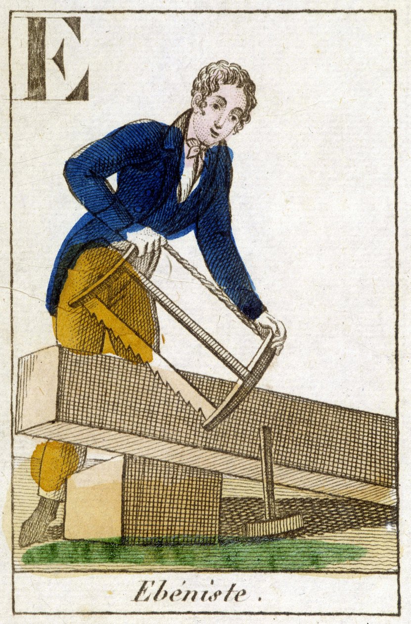 Ebenist at work - rytina, v.1800 od Unknown artist