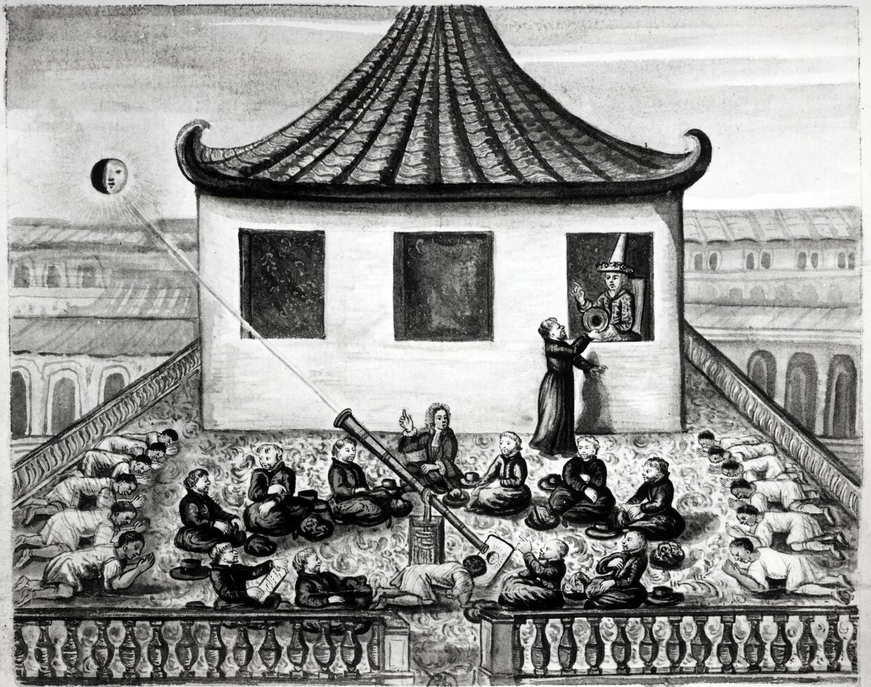 Zatmění slunce - v "" Plavby království Siam, historické z roku 1688 "". od Unknown artist