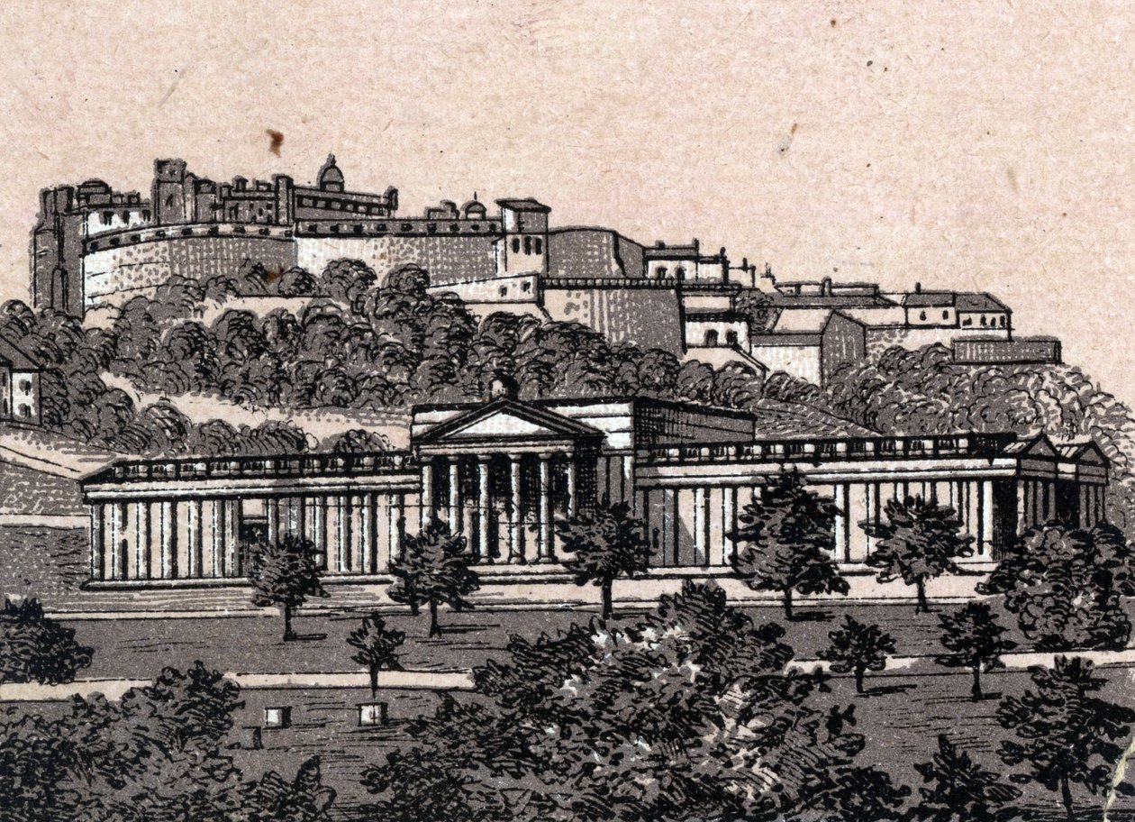 Edinburgh, Skotsko: pohled na Národní galerii v Edinburghu. v „“ Svět ilustruje 168 pohledů““ Nedatováno (konec 19. století) od Unknown artist