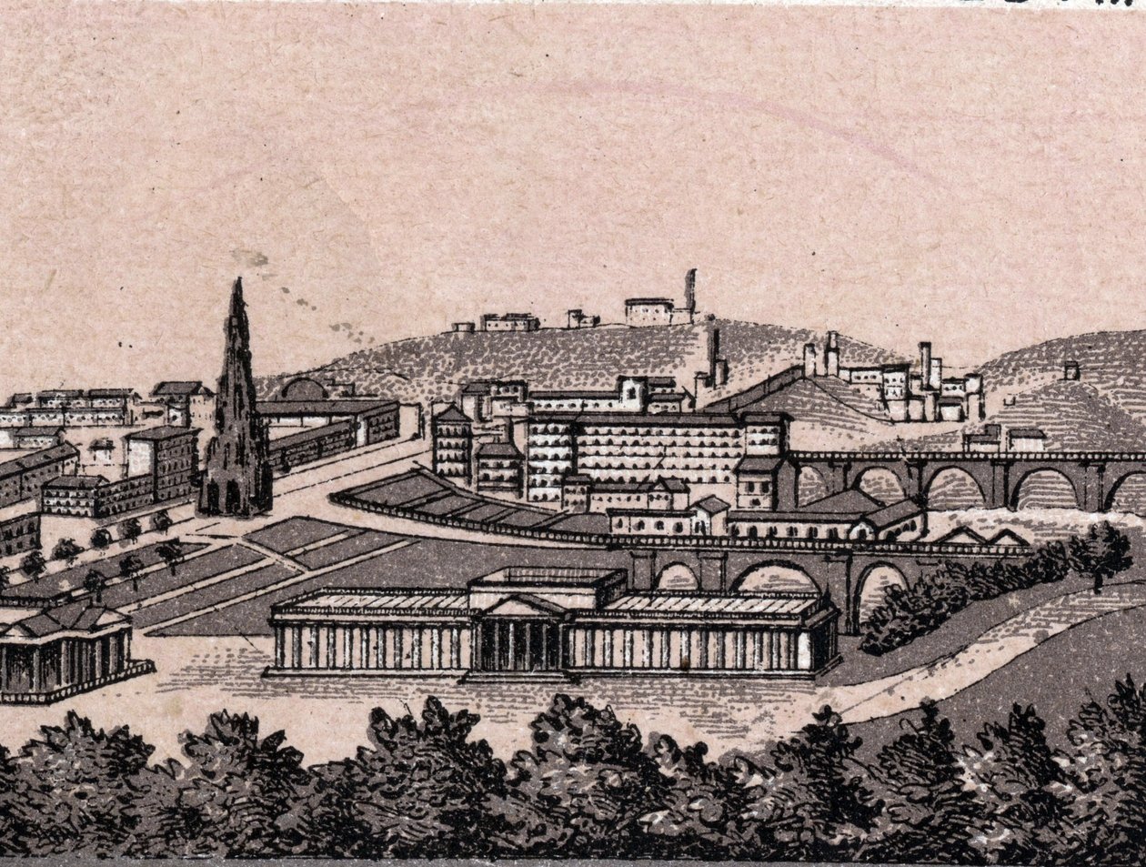 Edinburgh, Skotsko: pohled na město z hradu Edinburgh. v „“ Svět ilustruje 168 pohledů““ Nedatováno (konec 19. století) od Unknown artist