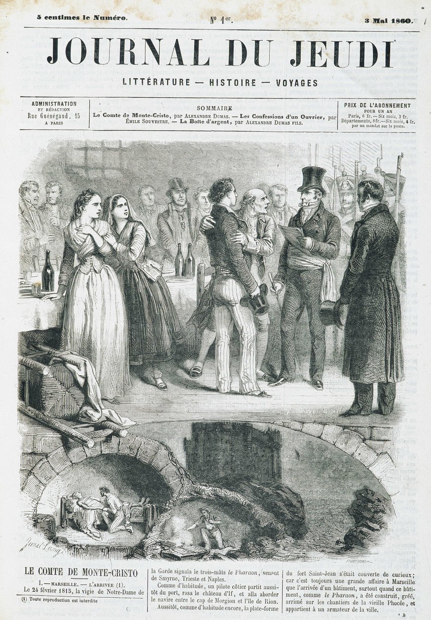 Edmond Dantes, hrabě Monte Cristo (Monte Cristo) má recepci - v „“ Le Journal du Thursday““ od 3.5.1860 od Unknown artist