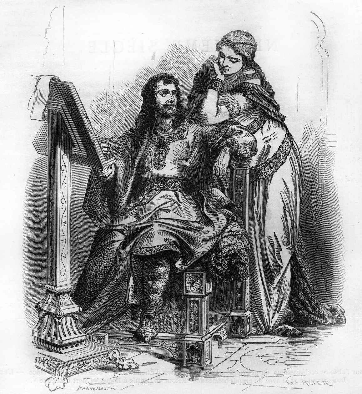 Eginhard (Einhard, Einhart, Einard, 775-840) historik karolínského období s manželkou Emmou (Imma). od Unknown artist