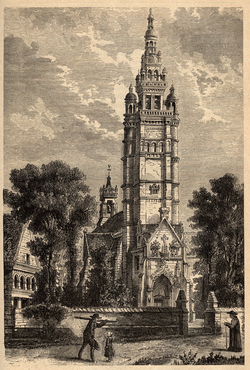 Kostel Notre Dame de Croaz Batz v Roscoff - Finistere - Bretaň - rytina „“ PATRIE“ - PECTURESSE POPIS FRANCIE V 6 SVAZTECH LUCIEN HUARD - konec 19. stol. od Unknown artist