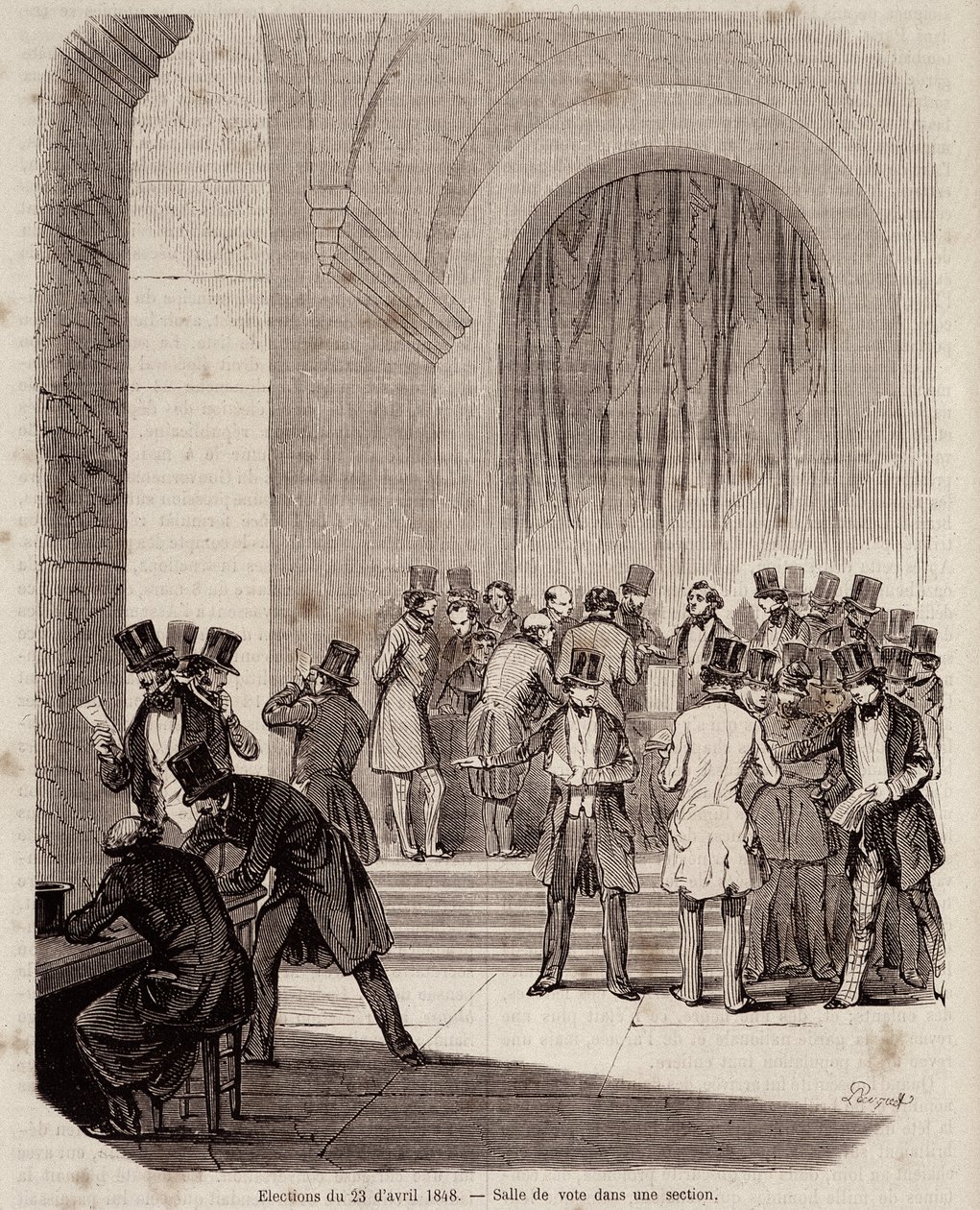 Volby dne 23. dubna 1848: volební místnost v sekci – v „“Současné populární historii““ od Unknown artist