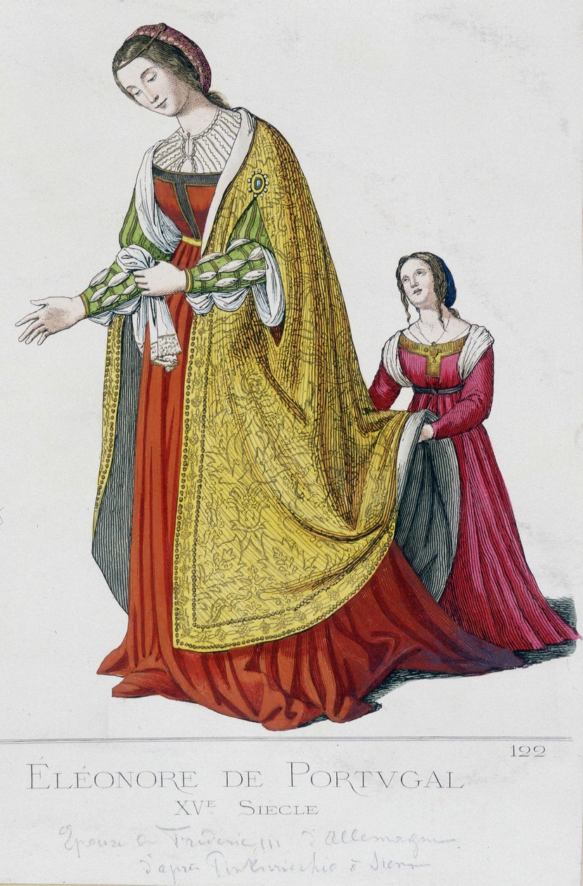 Eleonora Portugalská (1434-1476), manželka Fridricha III. Habsburského, německého císaře (1415-1493). Rytina 19. století. od Unknown artist