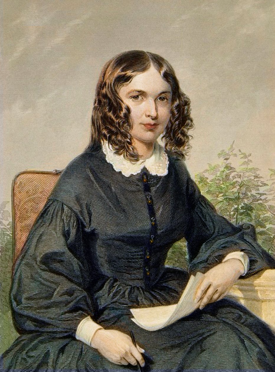 Elizabeth Barrett Browning (1806-1861) - anglický básník - rytina - Elizabeth Barrett Browning anglická básnířka a feministka (1806-1861) od Unknown artist