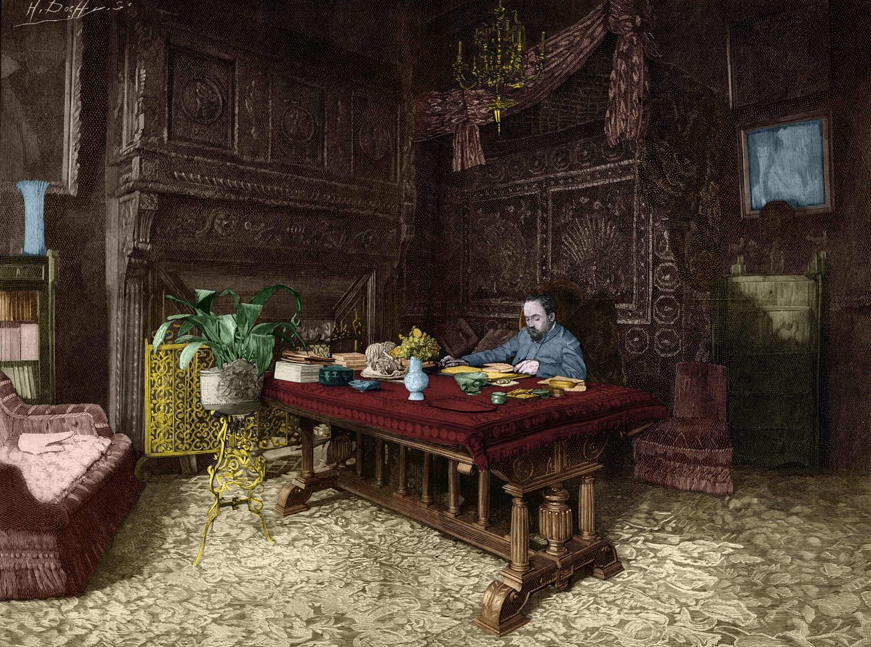 Emile Zola (1840-1902) ve své kanceláři v Medanu. od Unknown artist