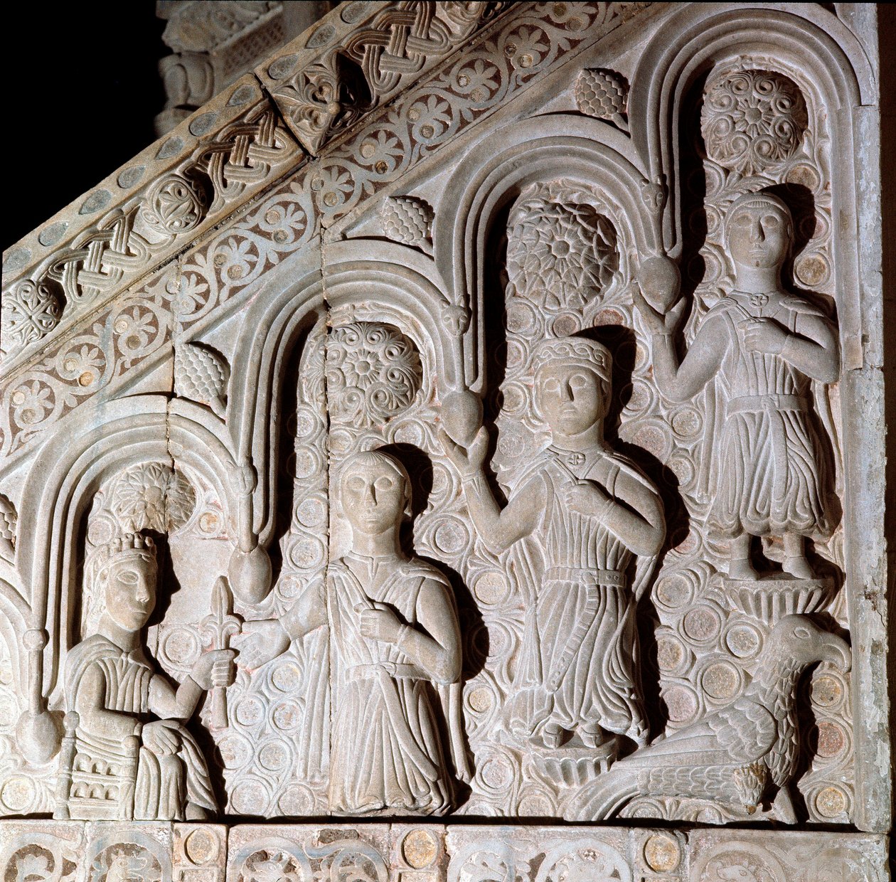 Císař Fridrich II. z Hohenstaufen (1194-1250) reprezentoval se svou rodinou Basreliéf ambon ze 13. století. Bitonto, katedrála od Unknown artist