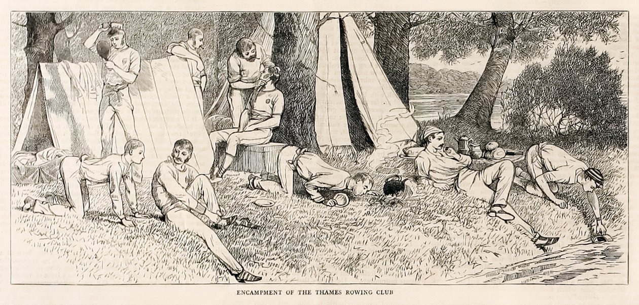 Tábořiště veslařského klubu Thames.? z ?Sketches from parní start na Henley Regatta? publikováno v červenci 1878 od Unknown