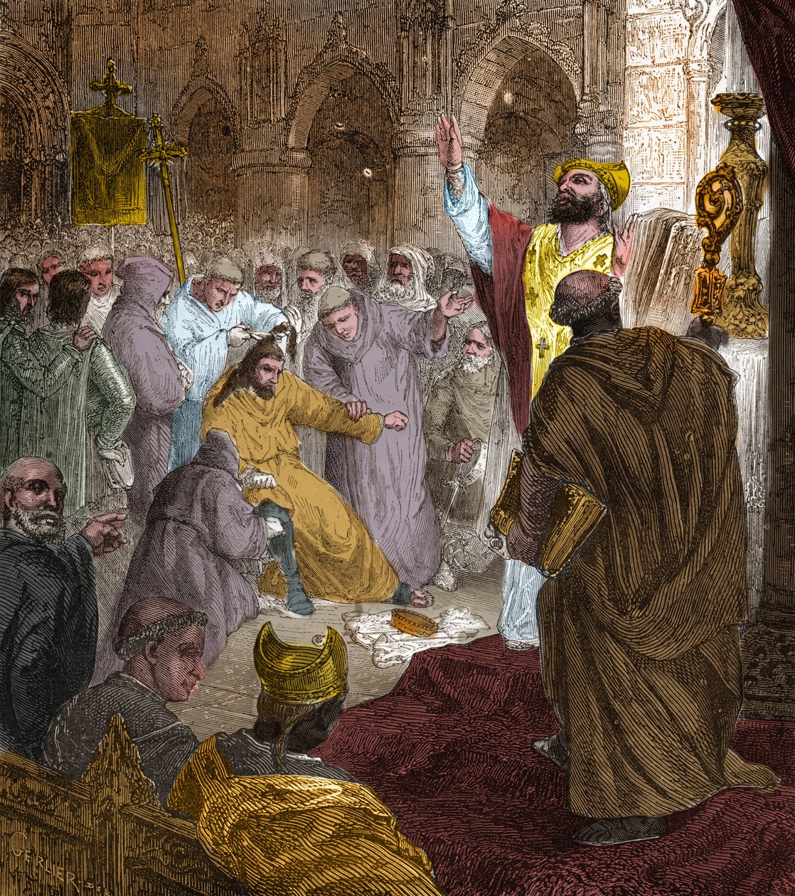 Konec dynastie Merovejců, 751: sesazení krále Childerika III. (714-754) Pepinem Briefem (714-768). od Unknown artist