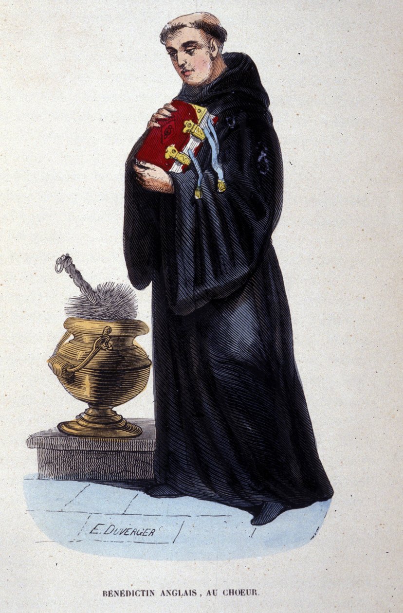 anglický benediktin. Rytina z alba o řeholních řádech, Paříž od Unknown artist