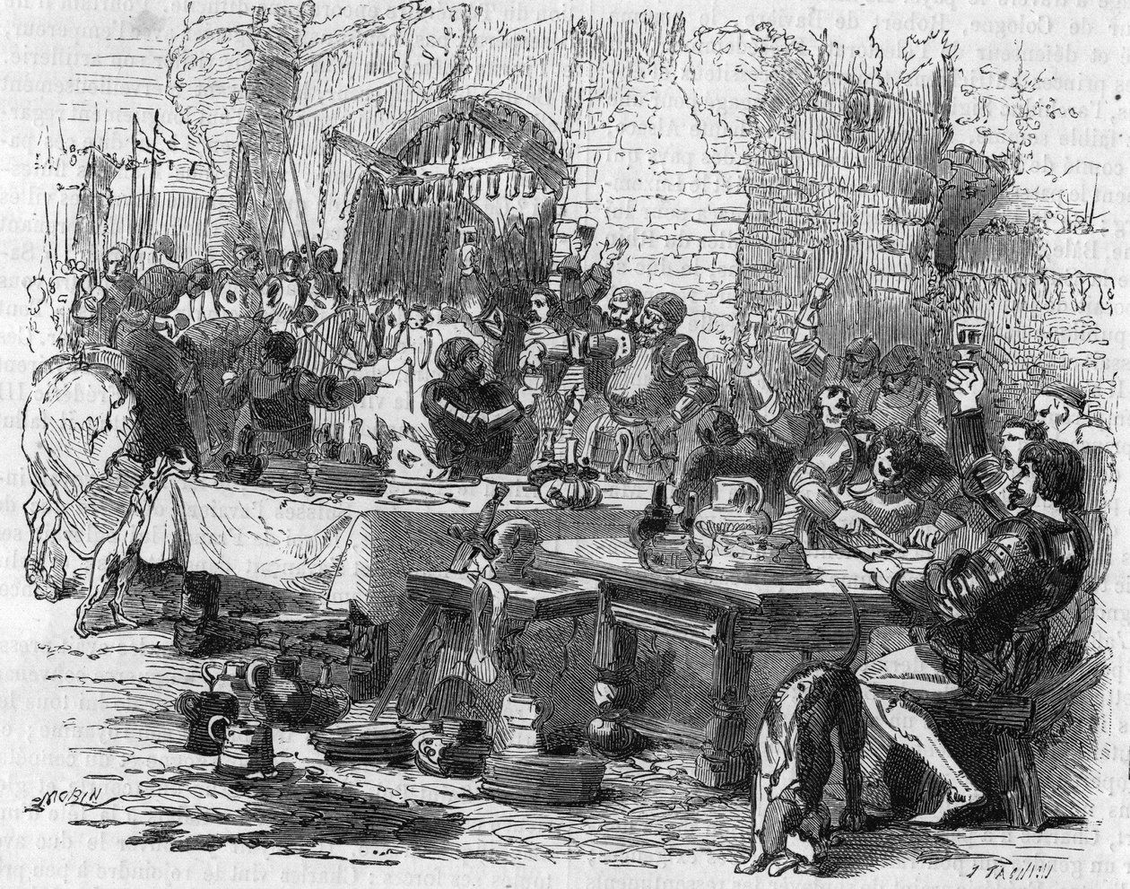 Anglické brnění ošetřené u otevřeného stolu v Amiens v roce 1475. od Unknown artist