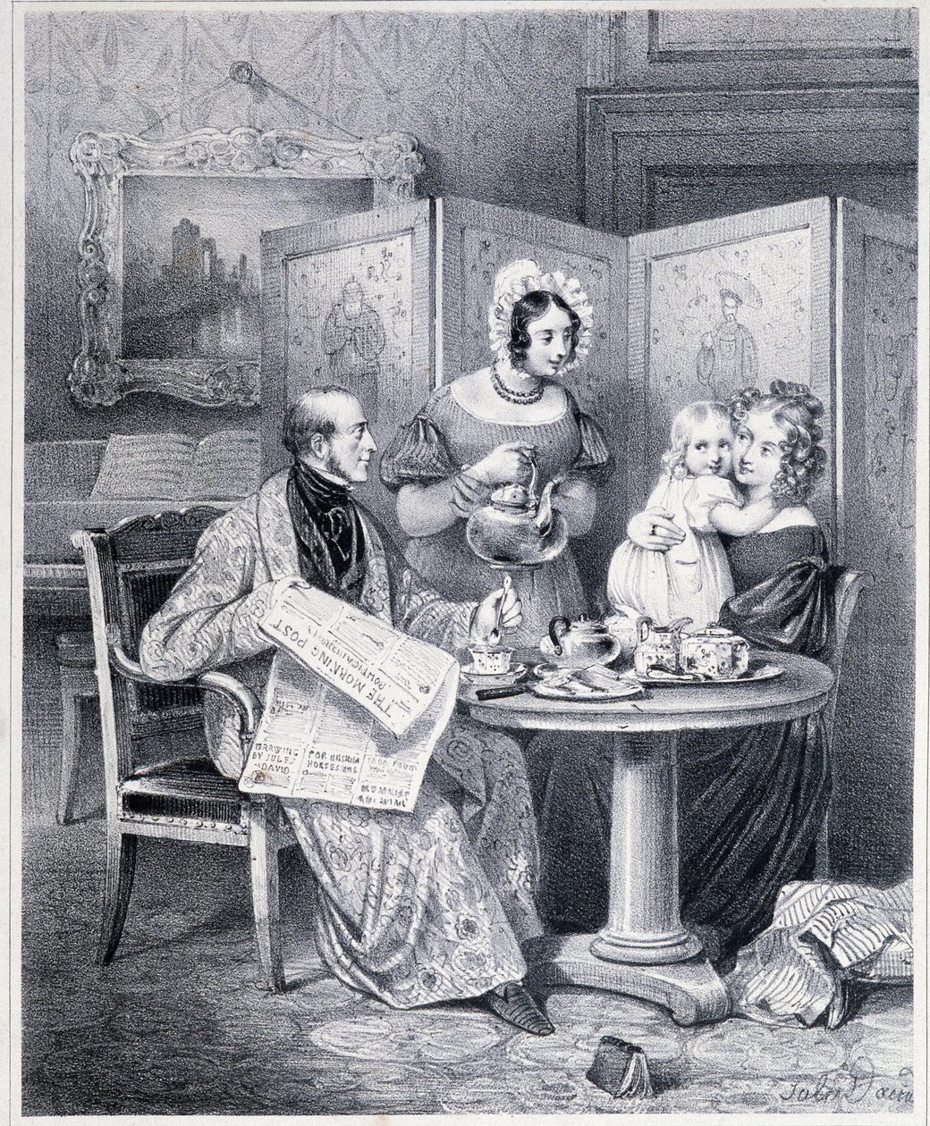 Anglický pár při čaji - 19. století. od Unknown artist