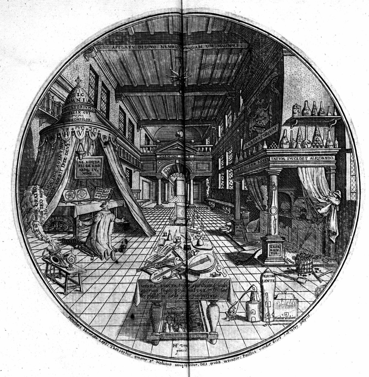 Rytina "Amfiteátru věčné moudrosti". (Amfiteátr věčné moudrosti) (Hamburk: n.n. od Unknown artist