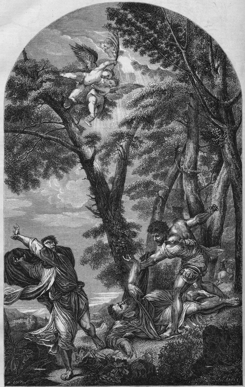 Rytina zobrazující „Mučednictví svatého Petra“ od Tiziana (Titian) hoří 15. srpna od Unknown artist