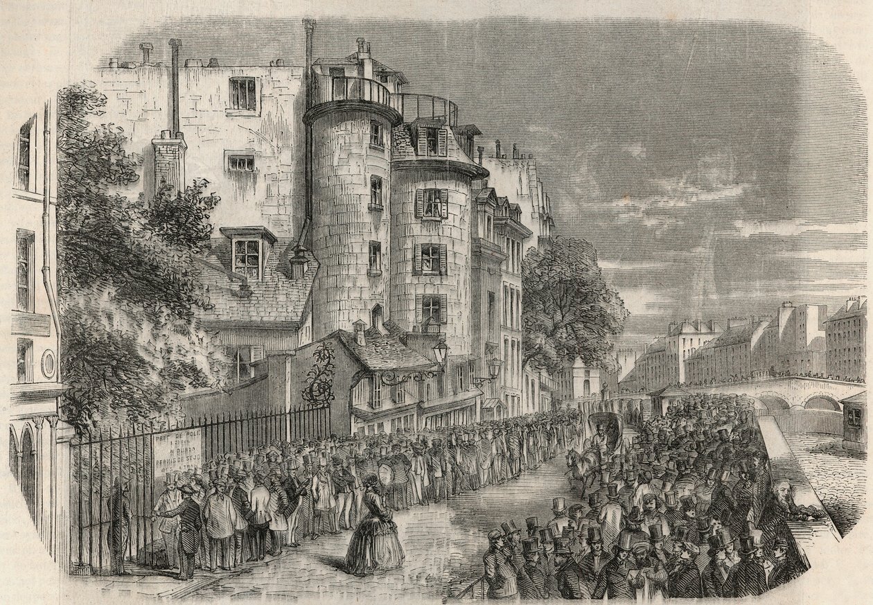 Vstup do policejní prefektury od rue de Jerusalem na rohu Quai des Orfevres v Paříži v 19. století před rokem 1871 – rytina v „Tableau-de-Paris“ od Edmonda Texiera 1852. od Unknown artist