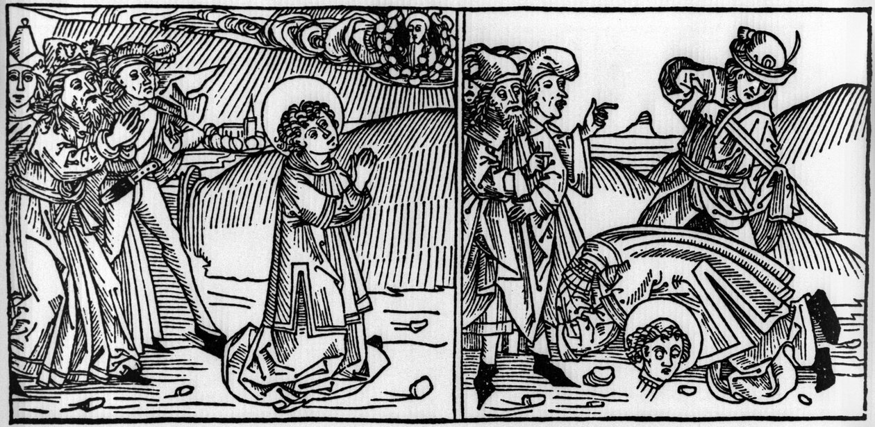 Epizoda ze života svatého Donáta (zemřel kolem roku 355) Rytina z „Leben der Heiligen - sommerteil“ (Kniha světce) od Jacoba (Jakuba) z Voragine (1228-1298). Lubeck 1488. od Unknown artist