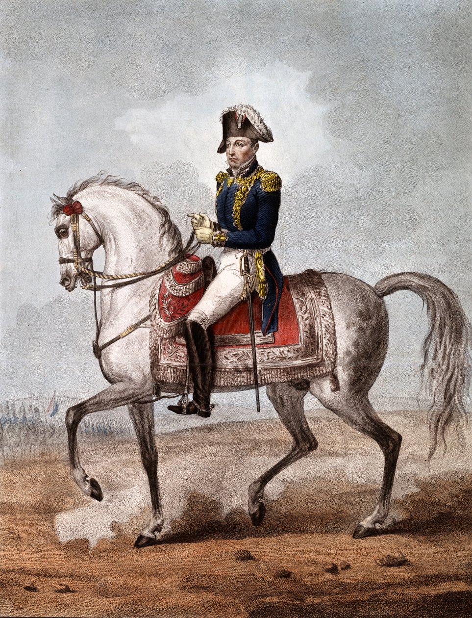Jezdecký portrét markýze Gilberta du Motier de La Fayette (1757-1834), francouzského aristokrata, vojenského důstojníka a politika - Rytina - markýz z La Fayette (1757-1834), francouzský voják a politik od Unknown artist