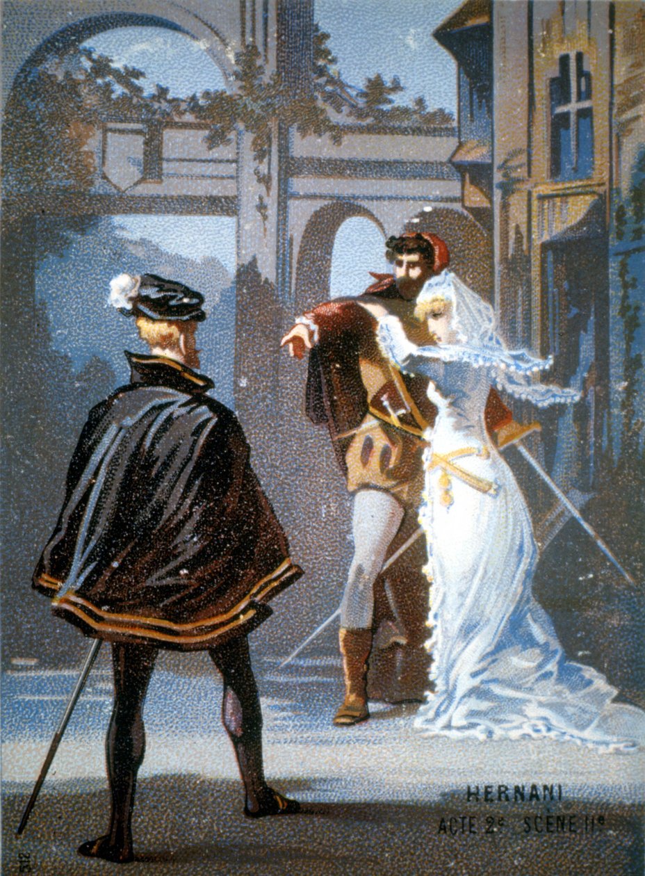 Ernani de Giuseppe Verdi, dějství II, scéna II. chromolitograf 19. století. od Unknown artist