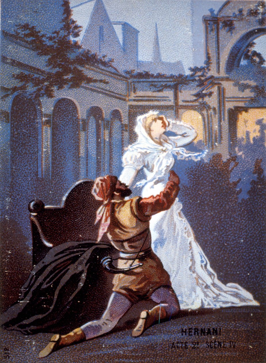 Ernani de Giuseppe Verdi dějství II, scéna IV. chromolitograf 19. století. od Unknown artist