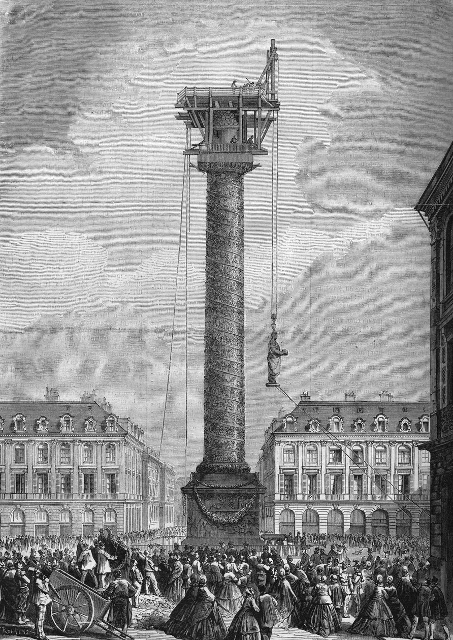Ustavení nové sochy (představující Napoleona I.) nad sloupem Place Vendome v 1. pařížském obvodu dne 4. listopadu od Unknown artist