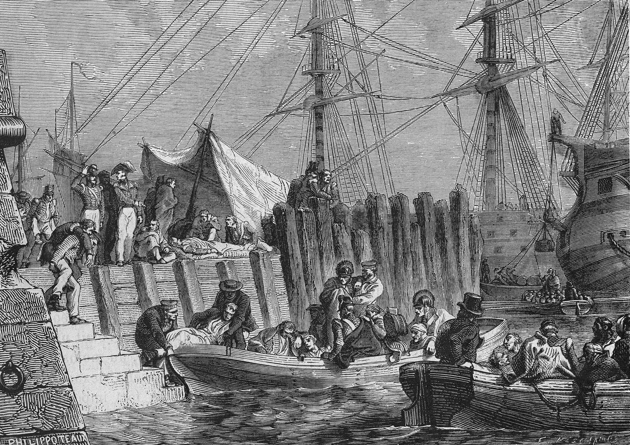 Evakuace Flesringe Angličany v roce 1802: nalodění nemocných - v „Histoire de France““ od Henriho Martina, sd. 19. století. od Unknown artist
