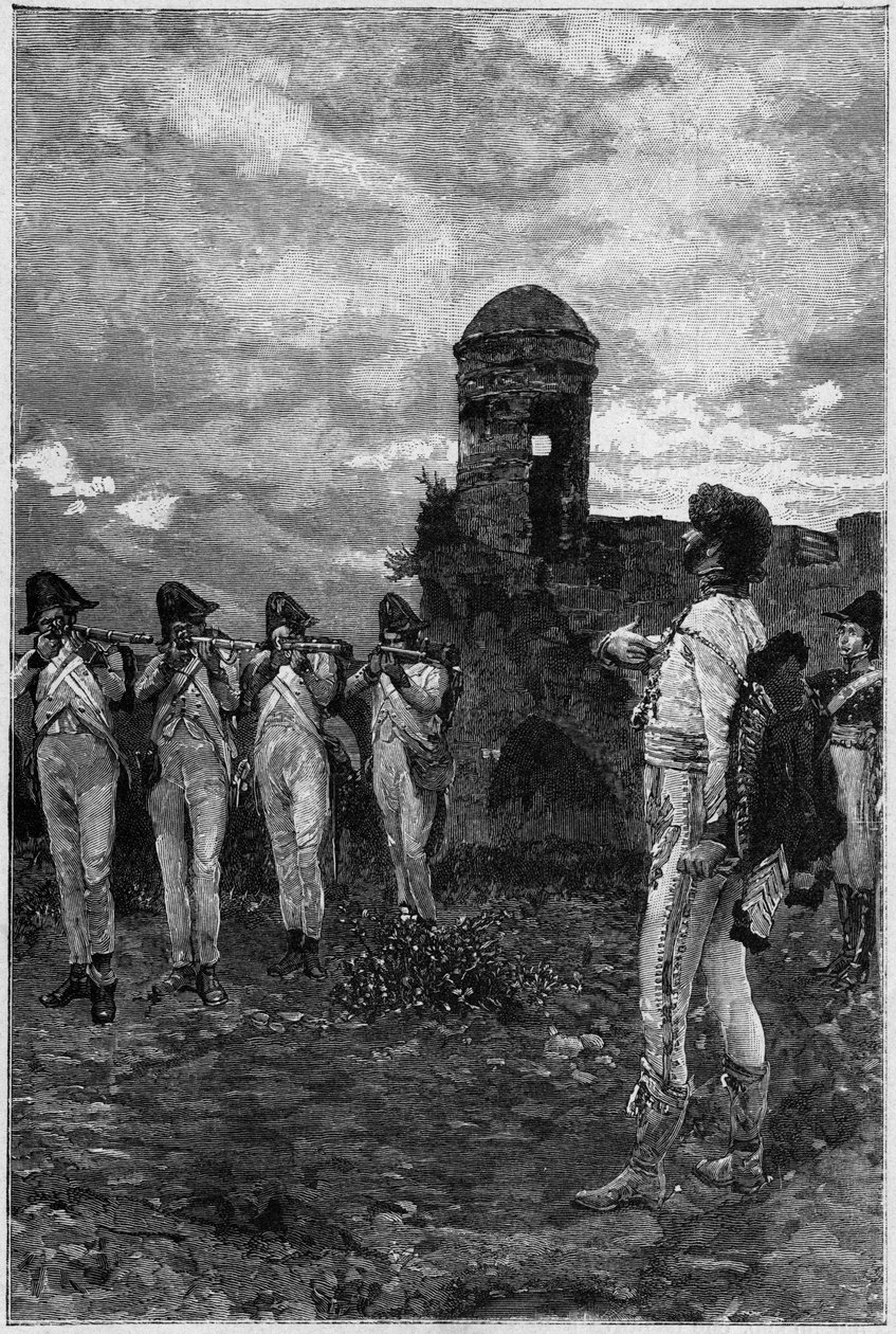 Poprava Joachima Murata (1767-1815), Marechala francouzského a krále Neapole v roce 1815. od Unknown artist