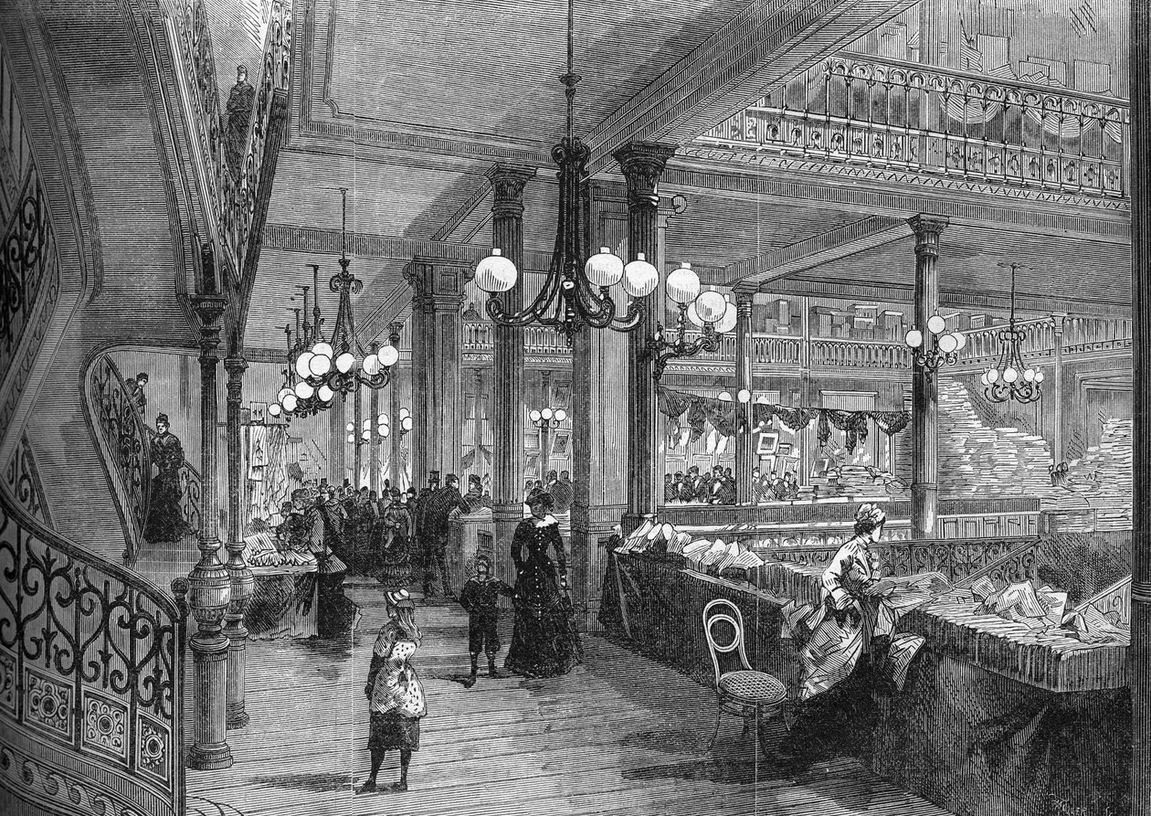 Rozšíření obchodů „Bon marche“: Nová galerie vedoucí k bufetu. Paříž 1880. od Unknown artist