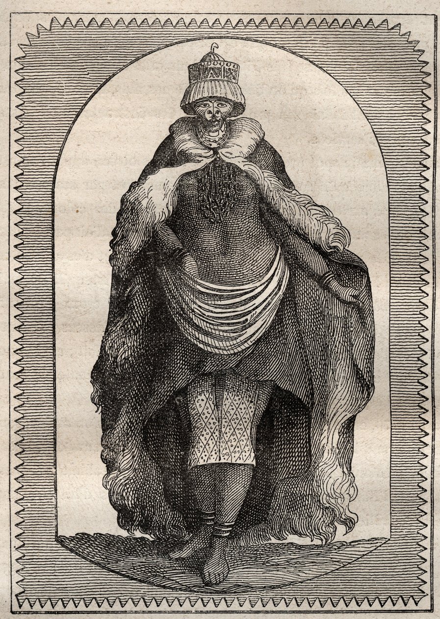 Expedice do nitra zemí Jižní Afriky (1775) Anderse Sparrmana (1748-1820): hottentote (žena Khoikhoi) - ilustrace převzata z „“Velkých námořníků 18. století““ od Unknown artist