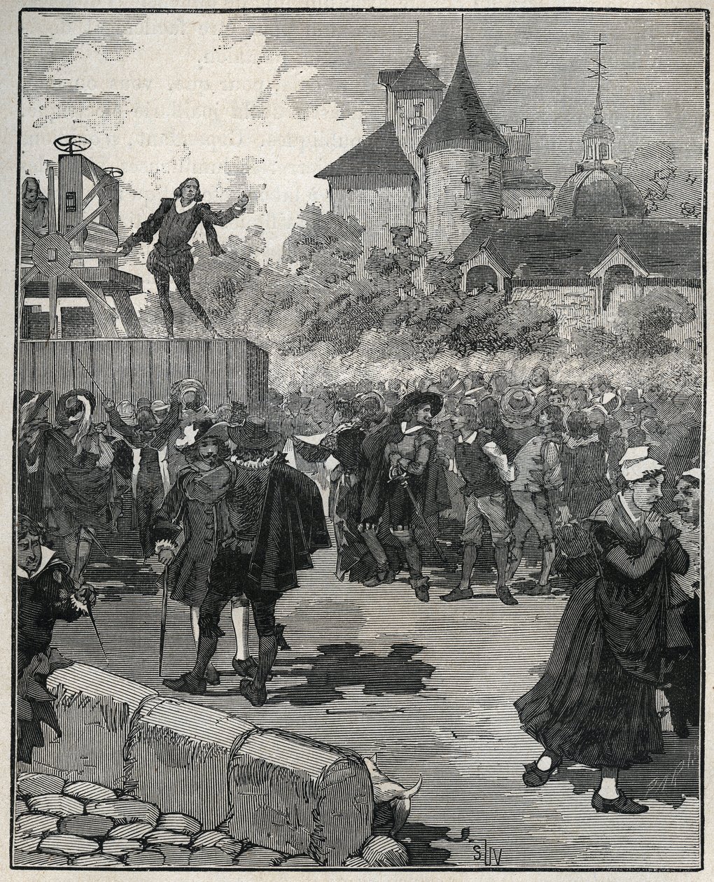 Zkušenosti s mechanickou těžbou Nicolase Briota (rytec Francouzského království) (1579-1646) v roce 1616. Rytina z roku 1885 v „”Les arts et metiers illustrés”” od Adolpha BITARDA. od Unknown artist