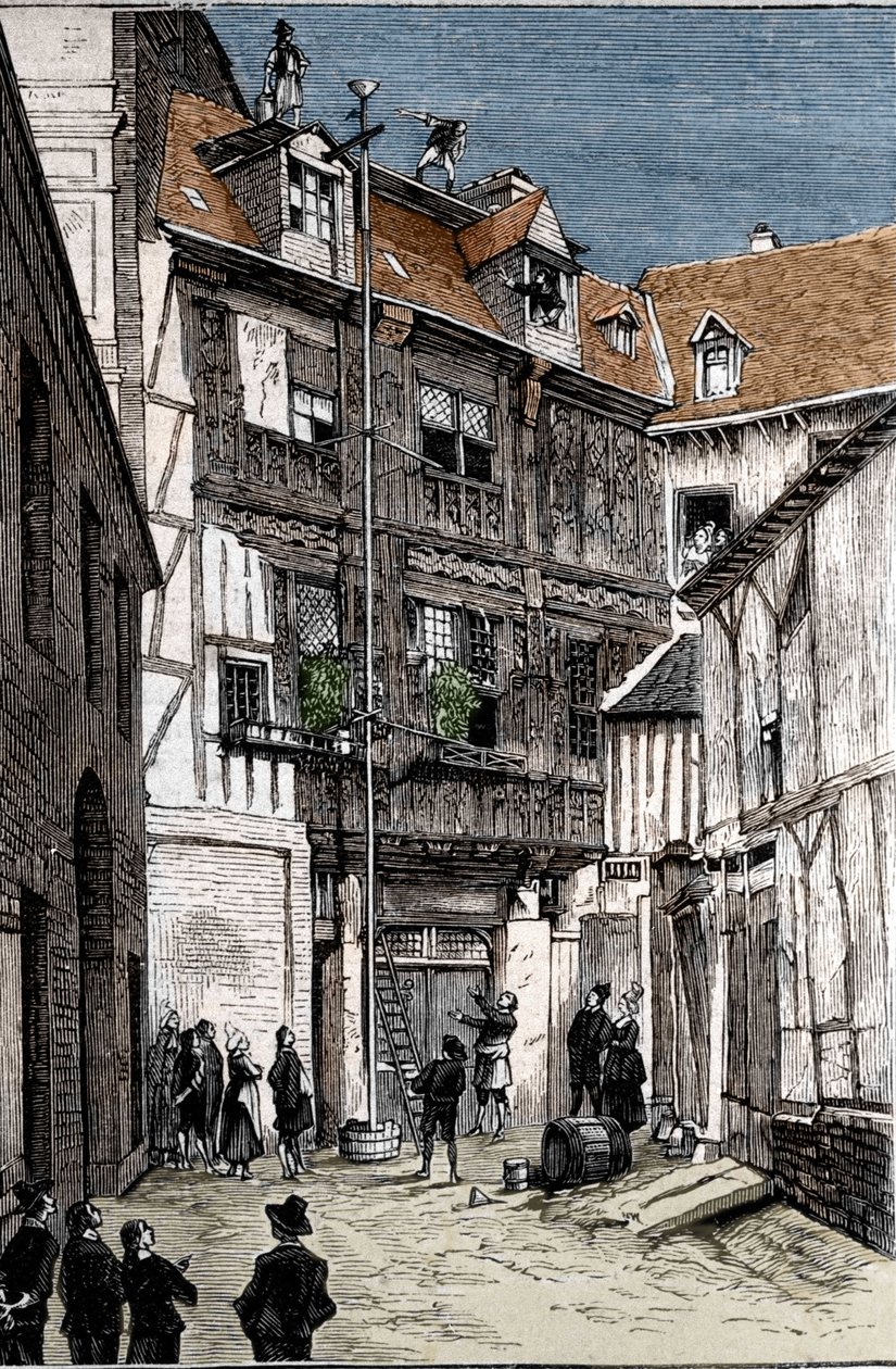 Zkušenosti s vodním barometrem, který provedl v Rouen Pete et Blaise Pascal. od Unknown artist