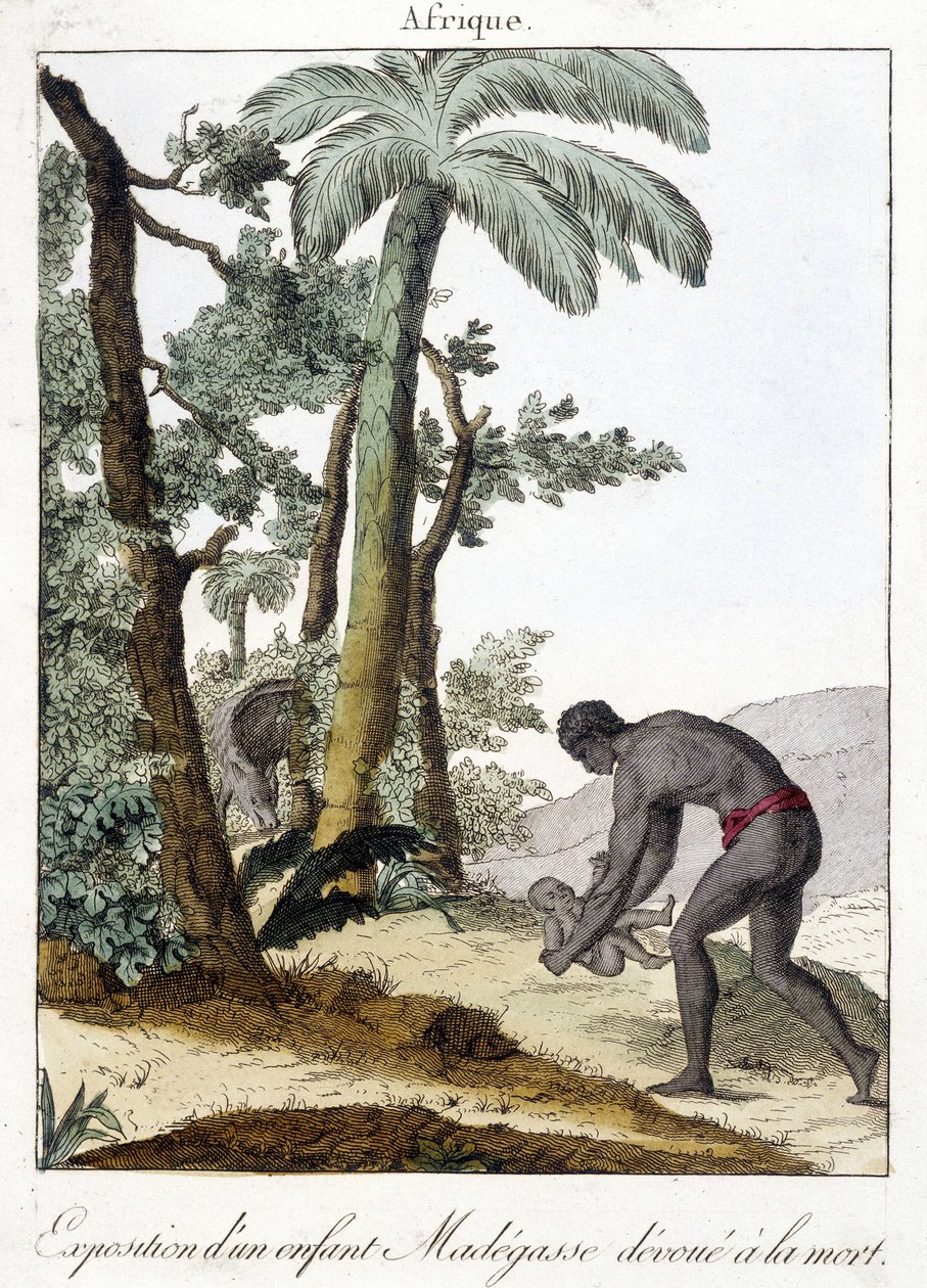 Expozice (opuštění) dítěte, které zemřelo na Madagaskaru - grav. 1811 od Unknown artist