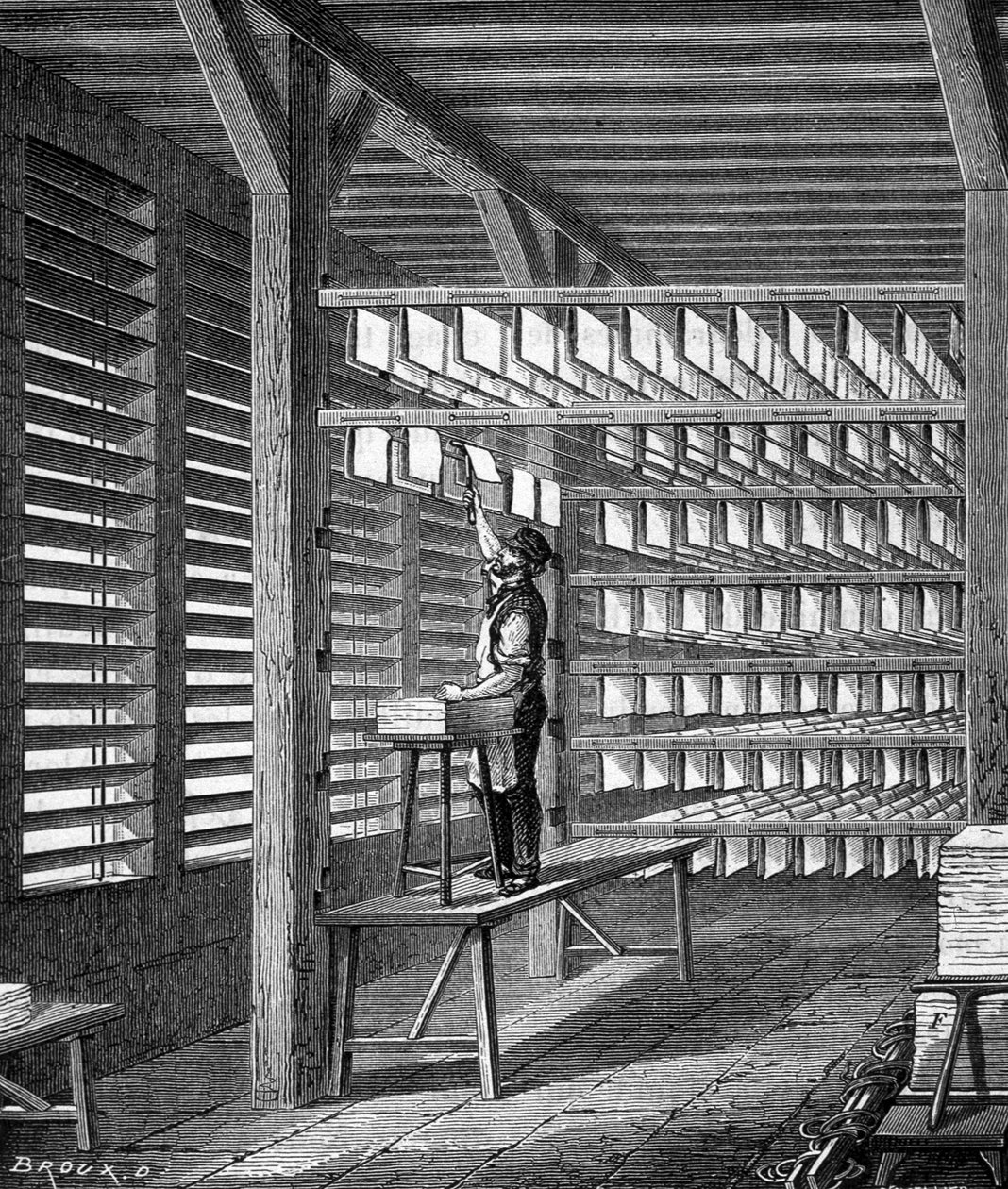 Prodlužovací listy papíru vytvořené tak, aby se tvořily v „The Wonders of the industry“ od Louise Figuiera, Paříž od Unknown artist
