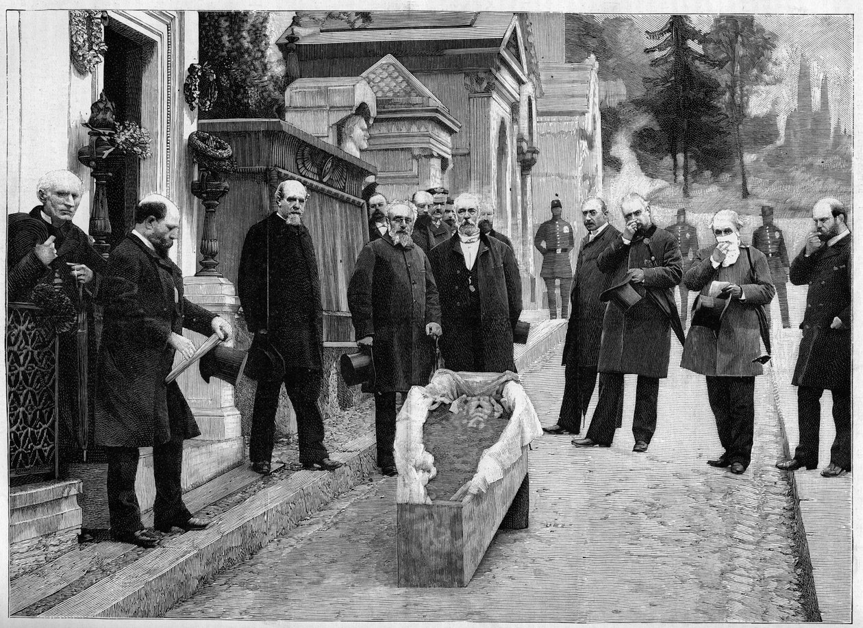 Exhumace ostatků Gioacchina Rossiniho v Pere Lachaise v „The Illustrious World““ od Unknown artist