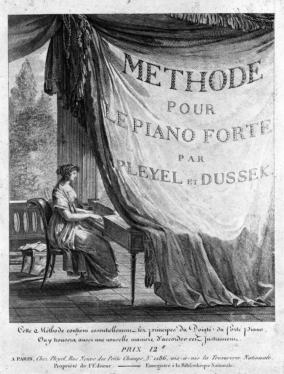 Falešný název (falešný název) knihy „Metoda pour le pianoforte““ od Ignaze Pleyela (1757-1831) a Dusseka (1760-1812). od Unknown artist