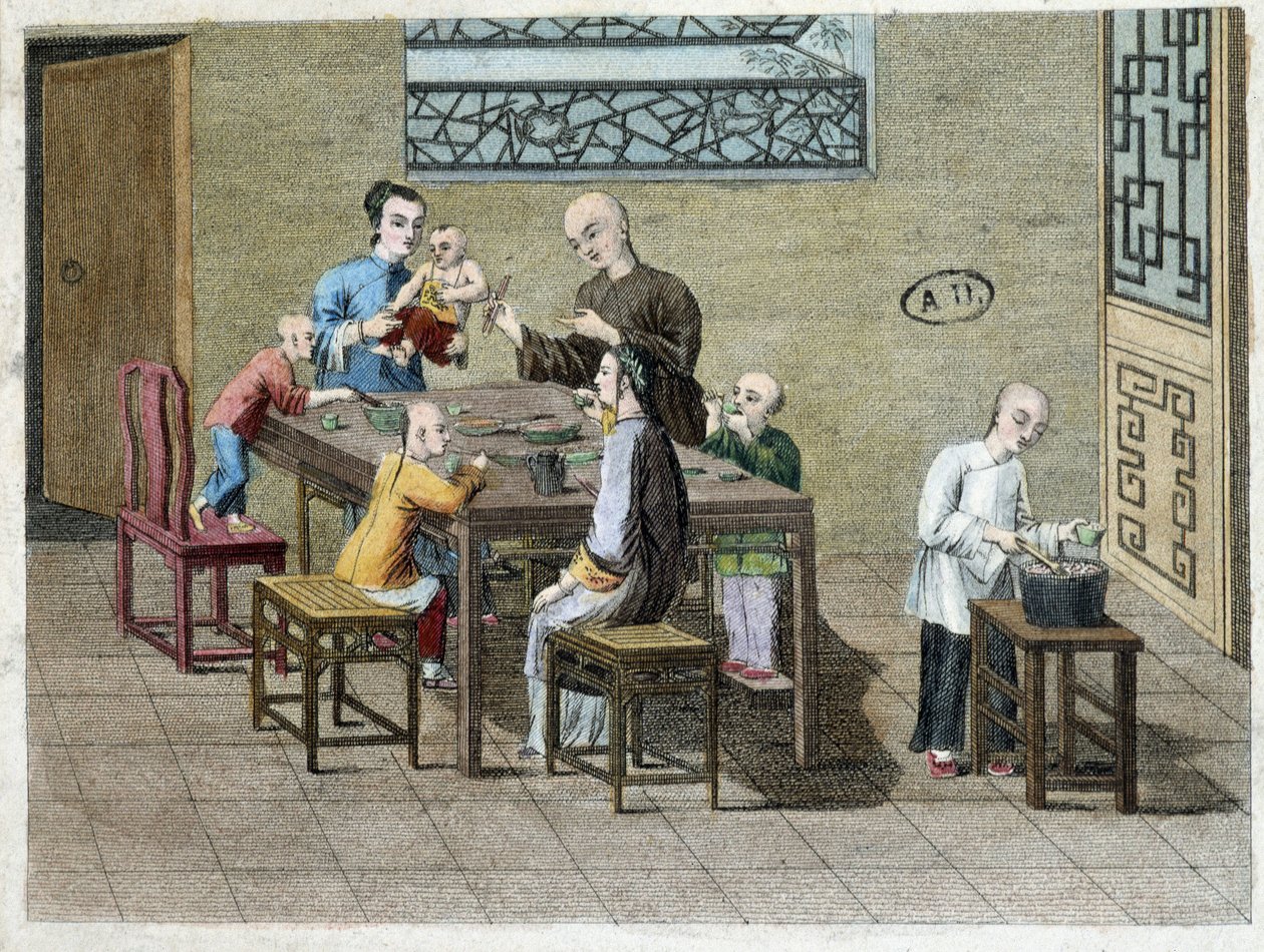 Rodinné jídlo v Číně v 19. století od Unknown artist