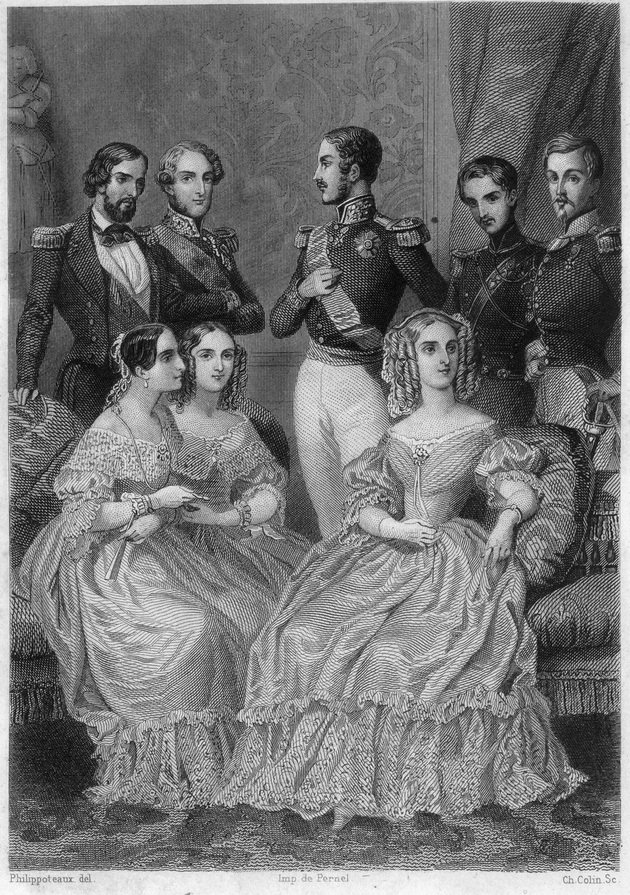 Rodina Orléans - rytina v „Historie politického a soukromého života Ludvíka Filipa“ od Unknown artist